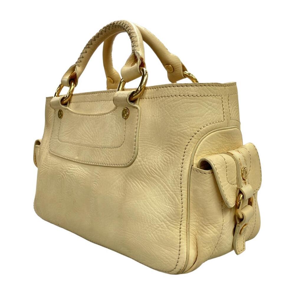 Celine Boogie bag yellow beige White pebbled leather - Picture 3 of 6